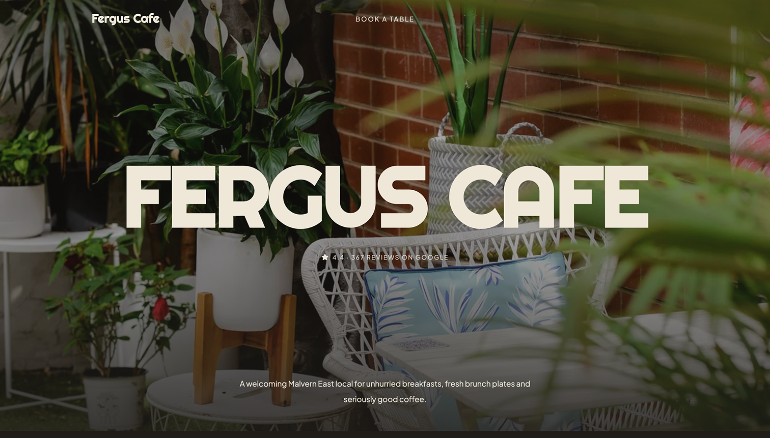 The Fergus Cafe website, built with FastPage